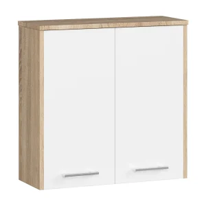 Hangende Badkamerkast FIN W60 met 2 Deuren / AKORD Furniture Factory / Sonoma Eik – Wit / 60 x 60 x 22,5 cm Hangende Badkamerkast FIN W60 met 2 Deuren / AKORD Furniture Factory / Sonoma Eik – Wit / 60 x 60 x 22,5 cm