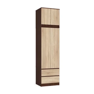Grote Staande Kast met Opzetstuk S60 2D 2L Wenge/Dub Sonoma – Zelfmontage Maten: 60x234x51 cm Grote Staande Kast met Opzetstuk S60 2D 2L Wenge/Dub Sonoma – Zelfmontage Maten: 60x234x51 cm