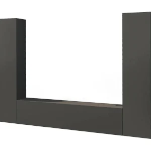 Dmora Wandmeubel Giordano 30x260x180h cm Antraciet 9 Planken Scharnier- en Klapdeuren, 3 Deuren Made in Italy