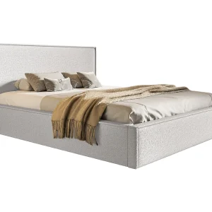 Gestoffeerd bed 160×200 Kyoto – tweepersoonsbed met opbergruimte, metalen lattenbodem – Bouclé Crème (Anthology 1)