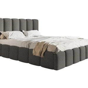 Gestoffeerd bed 140×200 Palermo met metalen lattenbodem – opbergruimte, Bouclé Donkergrijs (Anthology 18) Gestoffeerd bed 140×200 Palermo met metalen lattenbodem – opbergruimte, Bouclé Donkergrijs (Anthology 18)