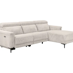 Hoekbank 3-zits met elektrische functie in corduroy crème Hoekbank 3-zits met elektrische functie in corduroy crème