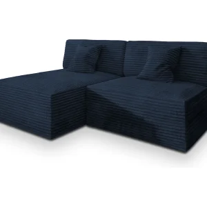 Hoekbank FIORO van fluweel met slaapfunctie Blau