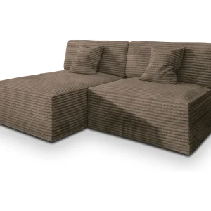 Hoekbank FIORO van fluweel met slaapfunctie Beige