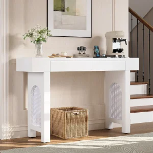 Haltafel met 2 lades en USB/Type-C-poorten – Wit Haltafel met 2 lades en USB/Type-C-poorten – Wit