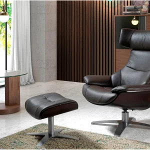 Gestoffeerde draaifauteuil met rundleren bekleding 5003 ANGEL CERDA Gestoffeerde draaifauteuil met rundleren bekleding 5003 ANGEL CERDA
