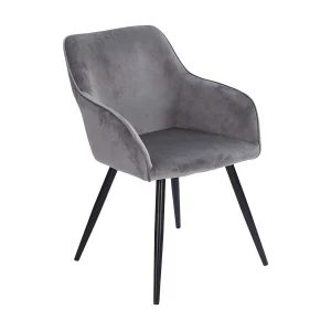 GISELE vintage stoel grijs fluweel GISELE vintage stoel grijs fluweel