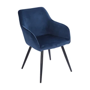 GISELE vintage stoel blauw fluweel GISELE vintage stoel blauw fluweel