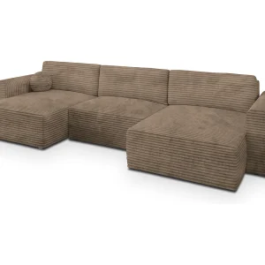 Hoekbank FENTO van fluweel met slaapfunctie Beige