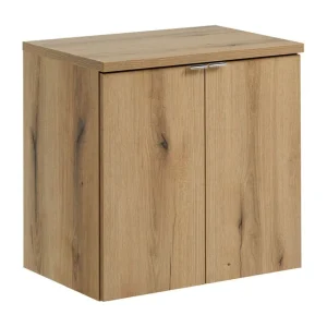 Hangende badkamerset VANO eiken look 60cm: onderkast met kastdeuren + blad voor wastafel Hangende badkamerset VANO eiken look 60cm: onderkast met kastdeuren + blad voor wastafel