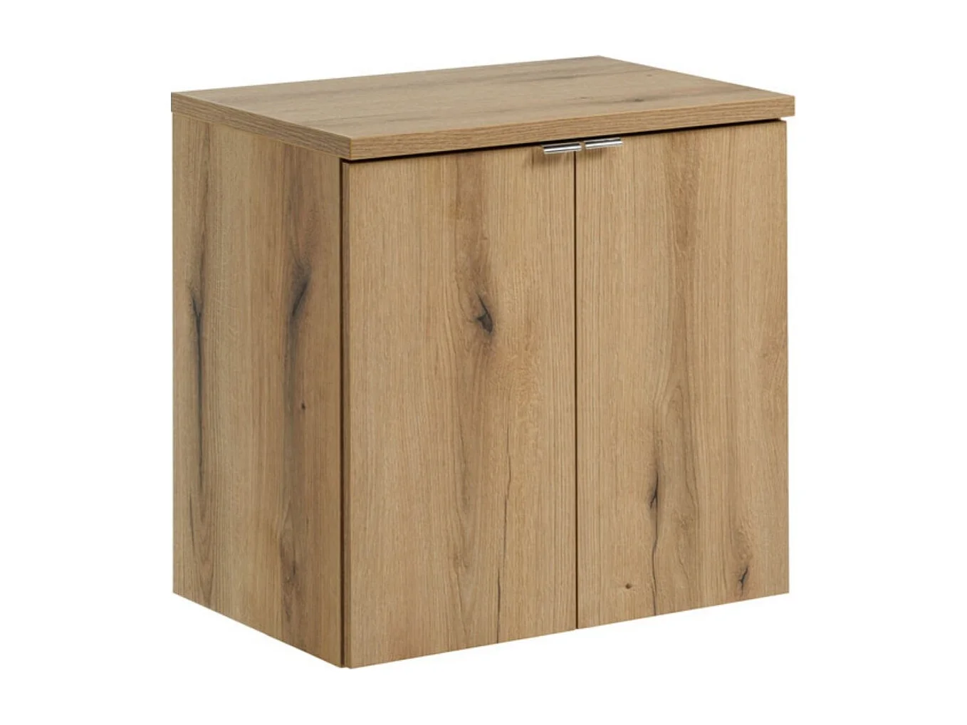 Hangende badkamerset VANO eiken look 60cm: onderkast met kastdeuren + blad voor wastafel