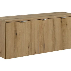 Hangend badkamermeubelset VANO eiken look 140cm: onderkasten met kastjes + blad voor wastafel Hangend badkamermeubelset VANO eiken look 140cm: onderkasten met kastjes + blad voor wastafel