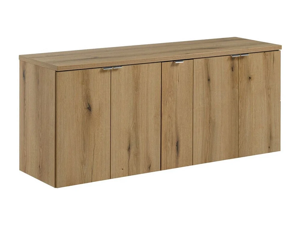 Hangend badkamermeubelset VANO eiken look 140cm: onderkasten met kastjes + blad voor wastafel