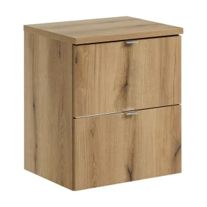 Hangend badkamermeubel VANO eikenlook 50cm: onderkast met lades + blad voor wastafel Hangend badkamermeubel VANO eikenlook 50cm: onderkast met lades + blad voor wastafel