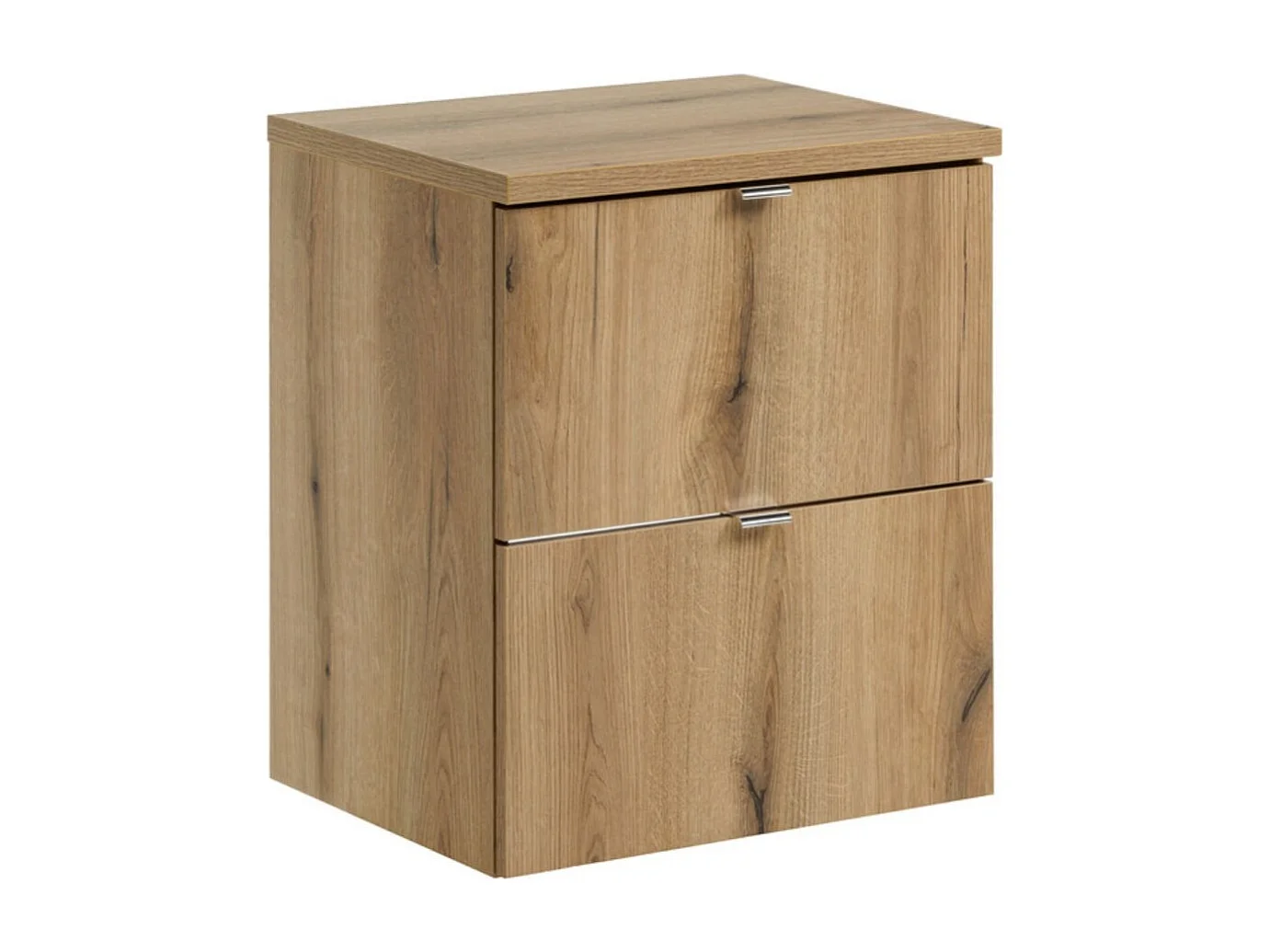 Hangend badkamermeubel VANO eikenlook 50cm: onderkast met lades + blad voor wastafel