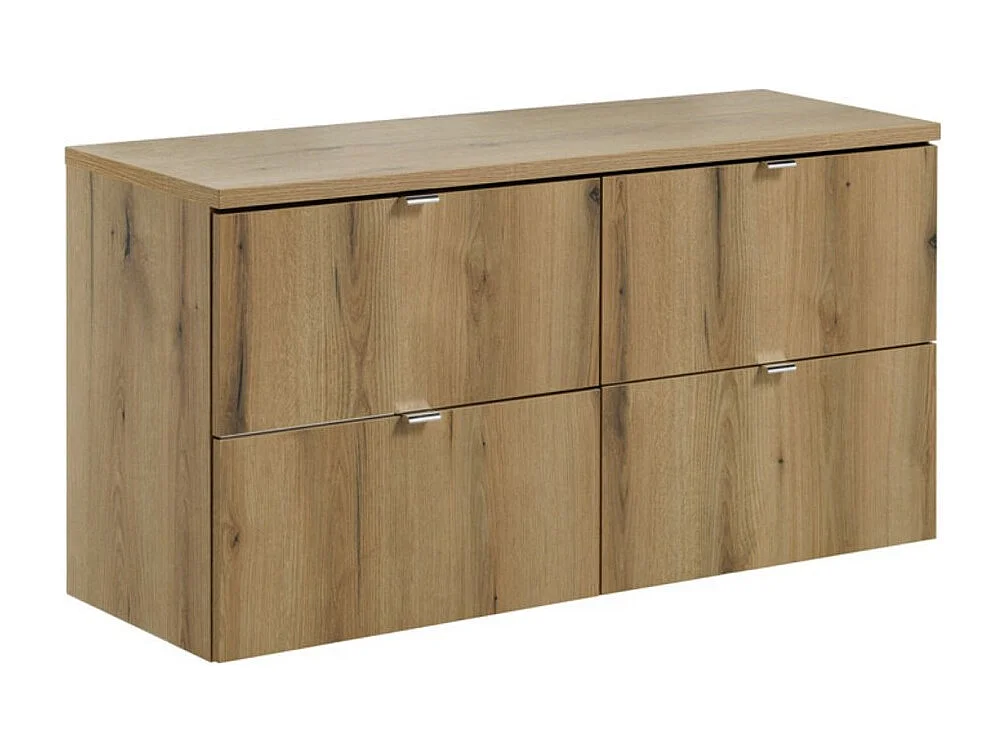 Hangend badkamermeubelset VANO eikenlook 120cm: onderkast met lades + blad voor wastafel
