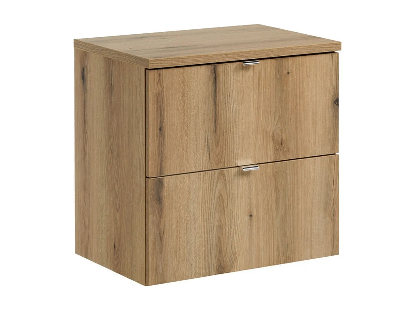 Hangend badkamermeubelset VANO eiken look 60cm: onderkast met lades + blad voor wastafel