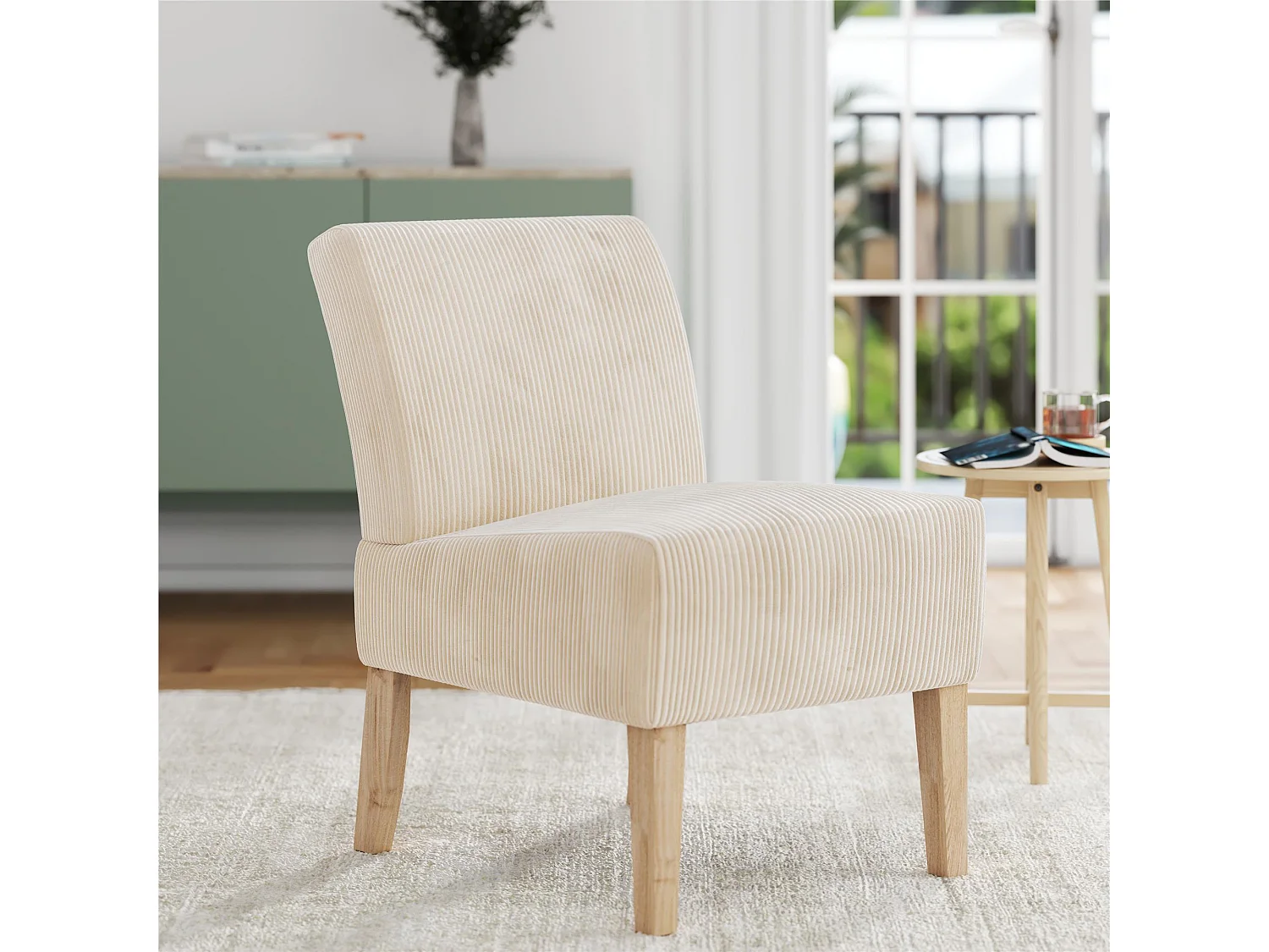 Hazen | Loungestoel in Ivoorkleurige Stof