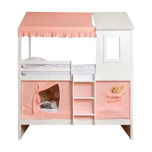 Hemel voor huisjesstapelbed katoen roze 70×198/154x133cm Hemel voor huisjesstapelbed katoen roze 70×198/154x133cm