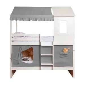 Hemel voor huisjesstapelbed katoen grijs 70×198/154x133cm Hemel voor huisjesstapelbed katoen grijs 70×198/154x133cm