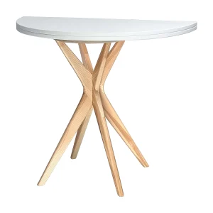 Halfronde uitschuifbare eettafel 100 cm Jubi Wit
