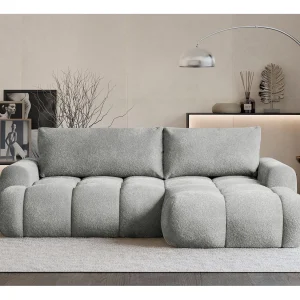 Hoekbank – lichtgrijs bouclé – rechterkant – OMBO MINI Hoekbank – lichtgrijs bouclé – rechterkant – OMBO MINI