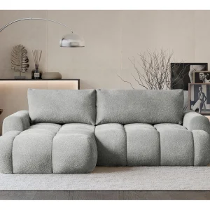 Hoekbank – lichtgrijs bouclé – linkerzijde – OMBO MINI Hoekbank – lichtgrijs bouclé – linkerzijde – OMBO MINI