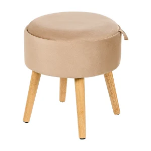 Hocker met opbergruimte fluweel beige NEELY Hocker met opbergruimte fluweel beige NEELY