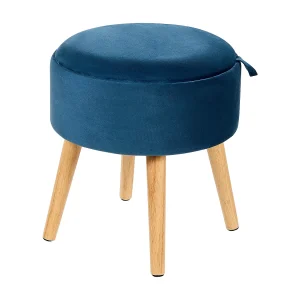 Hocker met opbergruimte fluweel blauw NEELY Hocker met opbergruimte fluweel blauw NEELY