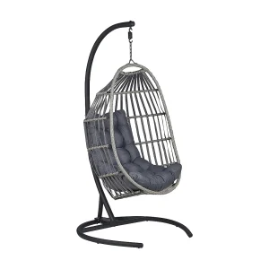 Hangstoel met standaard wicker donkergrijs SESIA Hangstoel met standaard wicker donkergrijs SESIA