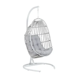 Hangstoel met standaard wicker lichtgrijs SESIA Hangstoel met standaard wicker lichtgrijs SESIA