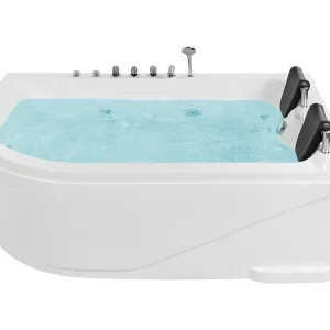 Hoekbad whirlpool LED wit 180 x 120 cm linkszijdig PELAITA