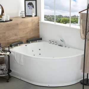 Hoekbad whirlpool LED wit 160 x 113 cm rechtszijdig PARADISO