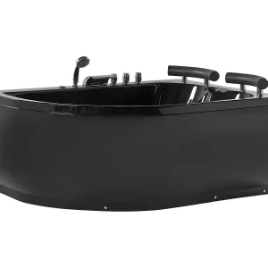 Hoekbad whirlpool LED zwart 160 x 113 cm linkszijdig PARADISO Hoekbad whirlpool LED zwart 160 x 113 cm linkszijdig PARADISO