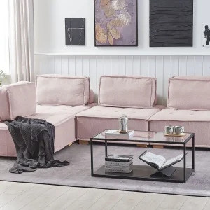 Modulaire hoekbank TIBRO Stof Roze 4-zitter Rechterzijde