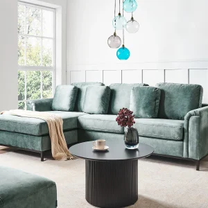 Hoekbank OSLO Fluweel Blauwgroen 4-zitter Rechterzijde