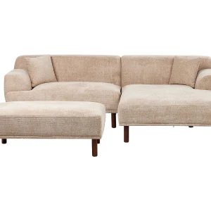 Hoekbank met ottomaan stof beige linkszijdig HOLT Hoekbank met ottomaan stof beige linkszijdig HOLT