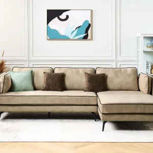 Hoekbank ALTAN Fluweel Beige 3-zitter Linkerzijde Hoekbank ALTAN Fluweel Beige 3-zitter Linkerzijde