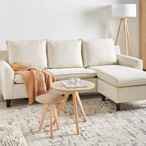 Hoekbank ELVENES Stof Lichtbeige 3-zitter Linkerzijde
