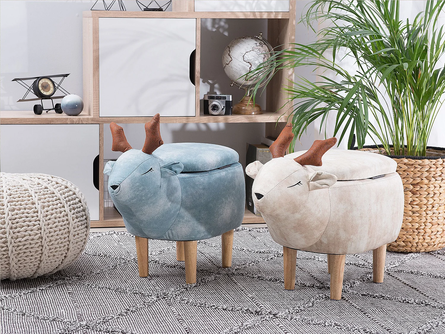 Dierenpoef met opbergruimte REINDEER Stof Beige