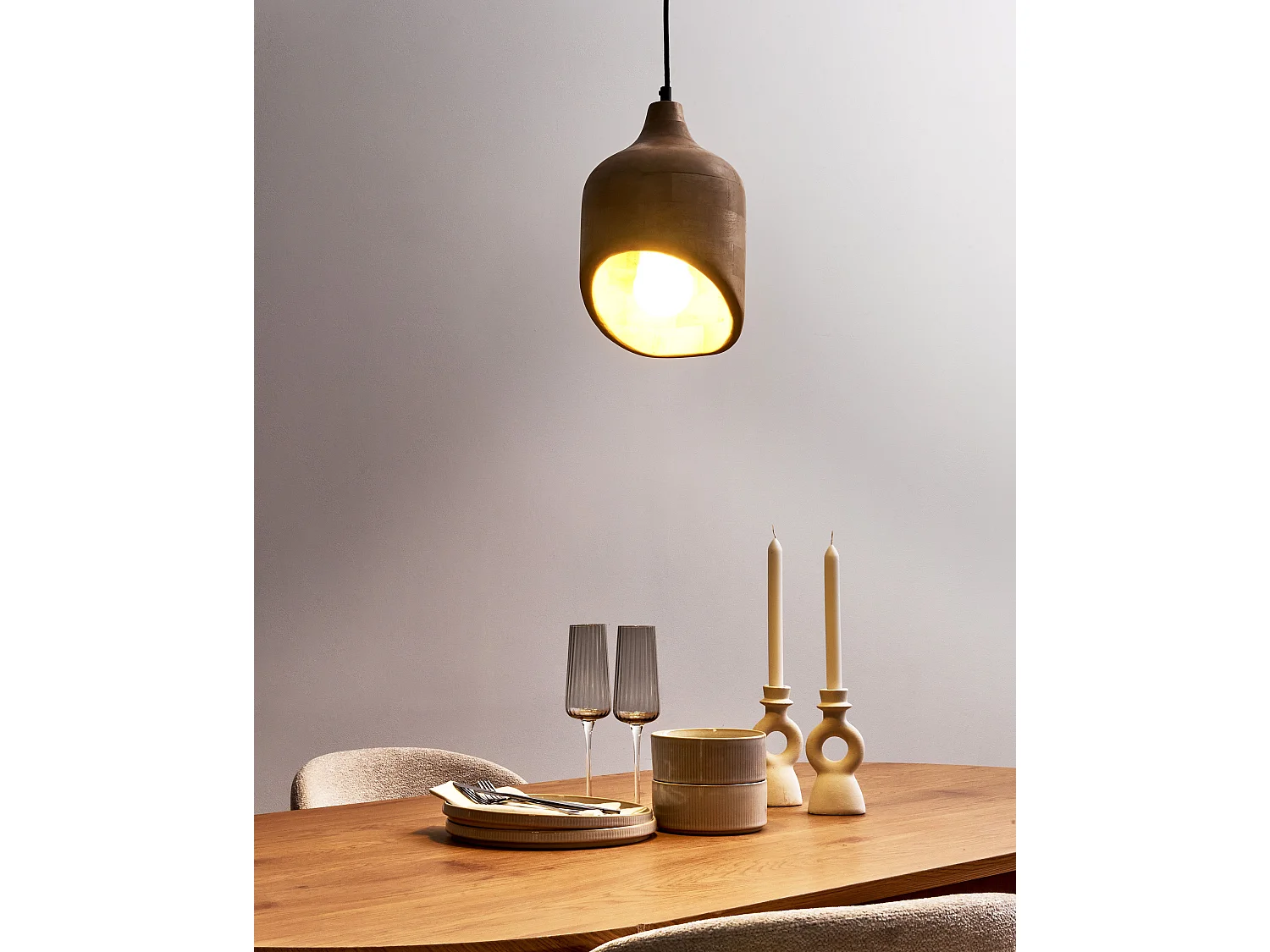 Hanglamp GANDAKI Mangohout Lichtbruin