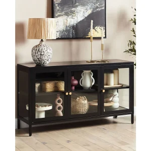 Glazen vitrinekast NEWPORT Metaal 115 cm Zwart