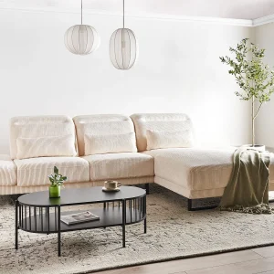 Hoekbank IKAST Corduroy Beige 4-zitter Linkerzijde