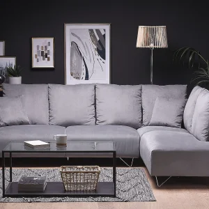 Hoekbank LUNNER Corduroy Grijs 4-zitter Linkerzijde