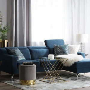 Hoekbank GLOSLI Stof Marineblauw 4-zitter Linkerzijde