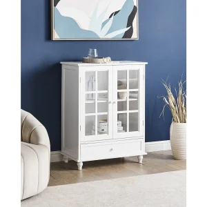 Glazen vitrinekast CARLET Hout 71 cm Wit