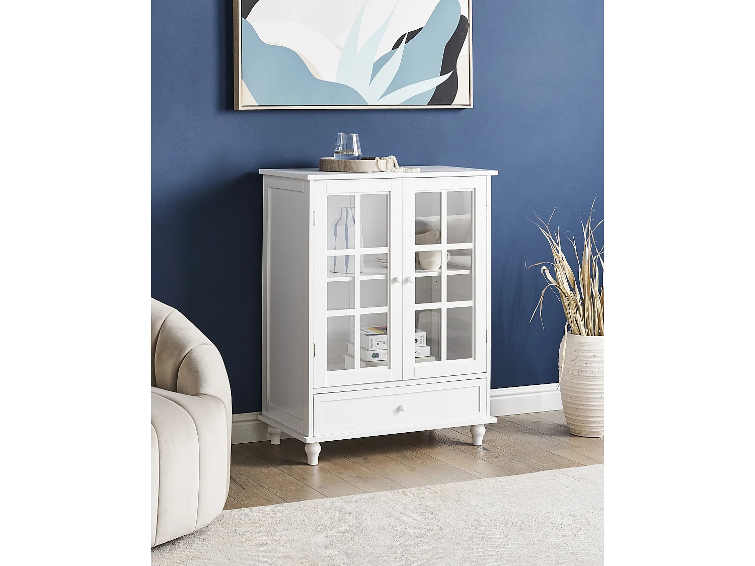 Glazen vitrinekast CARLET Hout 71 cm Wit