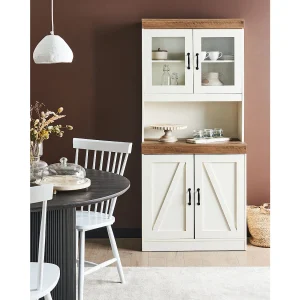 Glazen vitrinekast KALBARRI 80 cm Bruin/wit