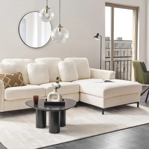 Hoekbank OSLO Bouclé Wit 4-zitter Linkerzijde Hoekbank OSLO Bouclé Wit 4-zitter Linkerzijde