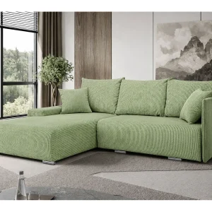 Hoekbank, L-vorm bank, Ribstof Poso, Lichtgroen, Links, Livorno L Hoekbank, L-vorm bank, Ribstof Poso, Lichtgroen, Links, Livorno L